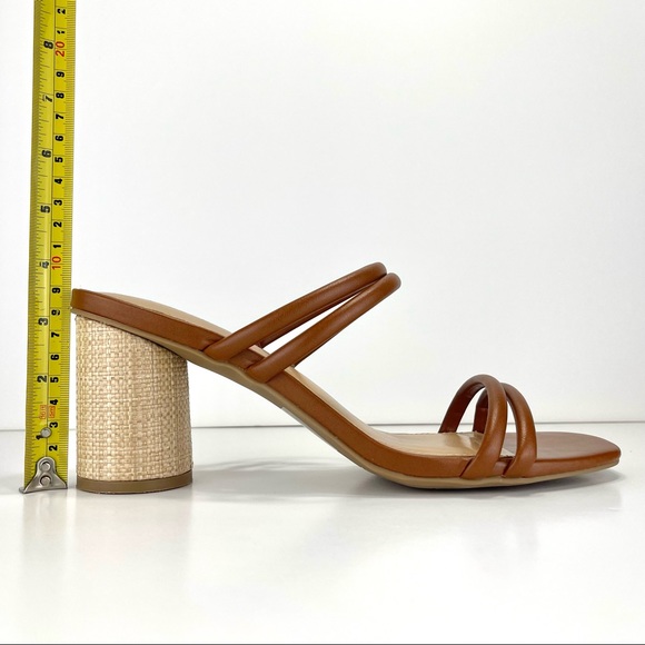 LC LAUREN CONRAD SENCHA COGNAC ROUND BLOCK HIGH HEEL SANDALS🆕 - Picture 13 of 16